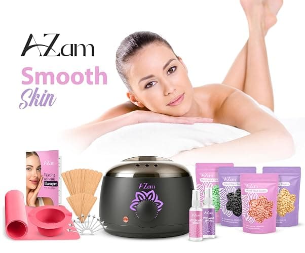 AZAM All-in-one At Home Waxing Kit for Hair removal,Wax pot Waxing Professiona+4 Pack Hard Beads+Silicone Bowl 2 Treatment Oils Wax Kit Accessories Warmer for Full Body thumbnail 8