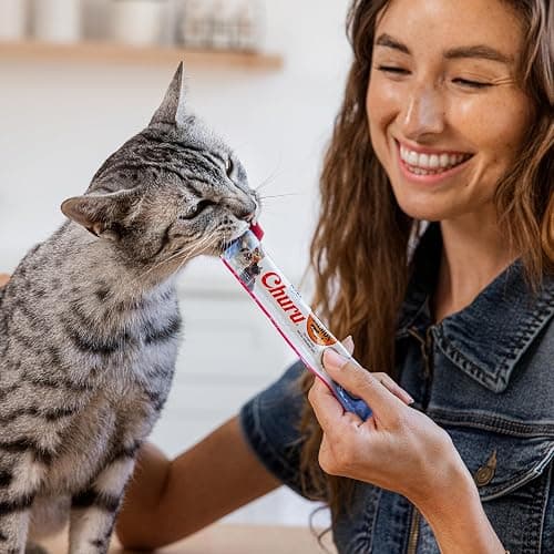 INABA Salmon Churu Cat Treats, Lickable, Squeezable Creamy Purée Cat Treat with Green Tea Extract & Taurine, 0.5 Ounces Each Tube, 40 Tubes, Salmon Variety Box thumbnail 7