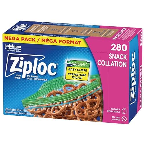 Ziploc Snack Bags for On-the-Go Freshness, Grip 'n Seal Technology for Easier Grip, Open, and Close, 280 Count thumbnail 2