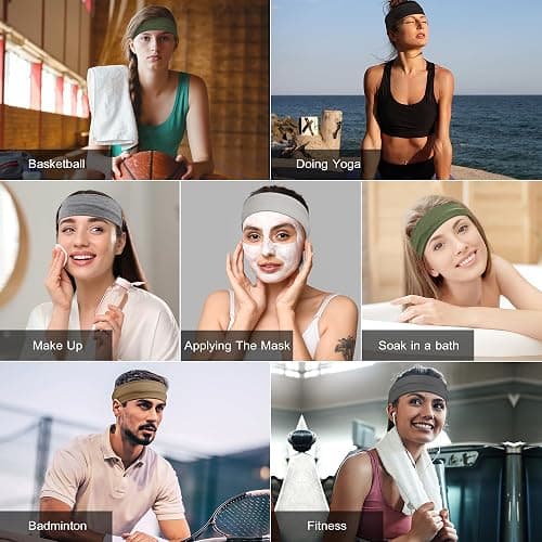 Ztomine Headbands for Women, 8pcs Stretchy Non Slip Soft Cotton Cloth Hair Bands for Sports, Workout, Yoga and Running thumbnail 5