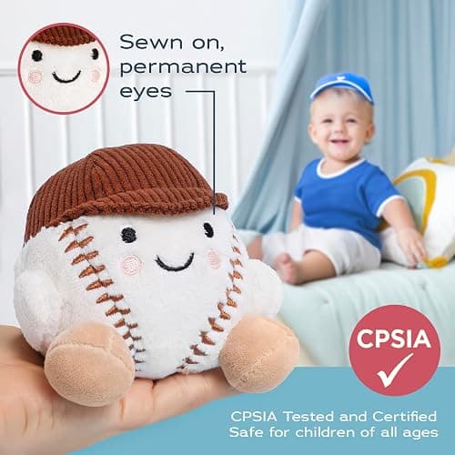 Baseball Stuffed Animal, Baby Baseball Plush Sports Toy, Baby Sports Toys, Plushies for Boys and Girls thumbnail 5