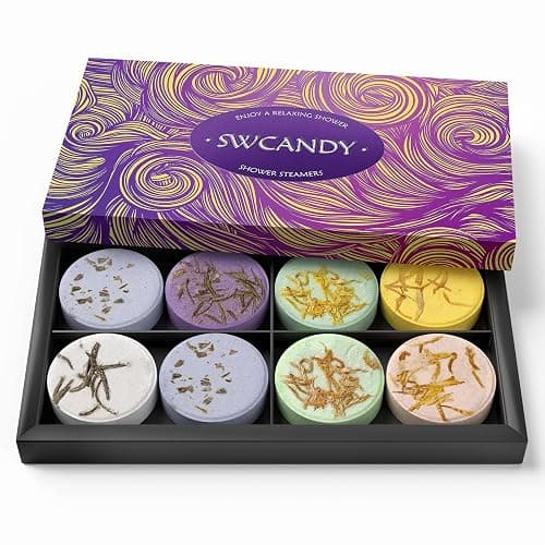 Shower Steamers Aromatherapy Birthday Gifts for Women - SWCANDY 8 Pcs Valentines Day Decorations, Her Mom Adults Men Him Teen Self Care with Natural Essential Oils Relaxation Home SPA Travel Holidays - Image 1