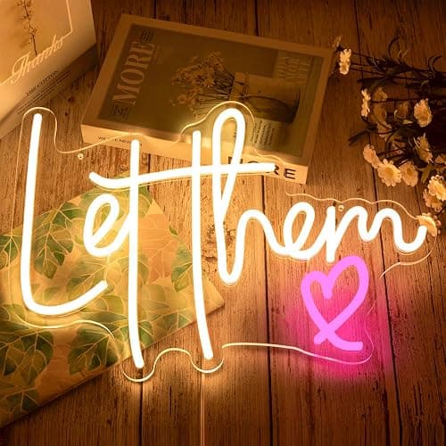 Let Them Neon Sign Dimmable Neon Signs for Wall Decor Inspirational LED Signs USB Light Up Sign for Bedroom Living Room Wall Decor Office Decoration thumbnail 3