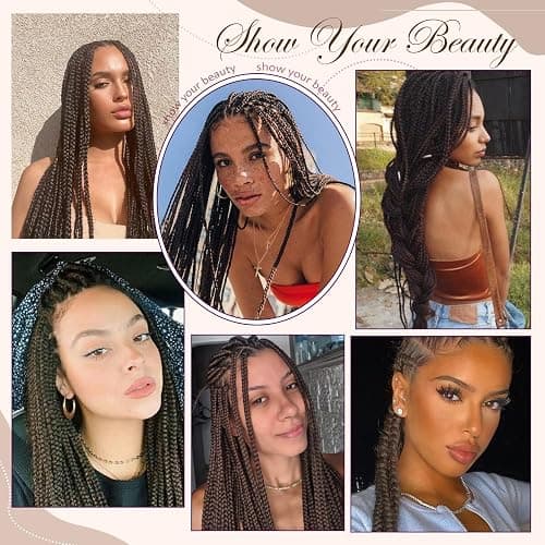 Brown Black Pre Stretched Braiding Hair 30 Inch 2 Packs Pre Feathered Hair Extensions Yaki Texture Braids Hair Easy to Use thumbnail 6