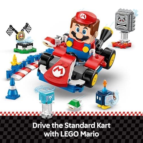 LEGO Mario Kart – Interactive Mario & Standard Kart - Toy Race Course with a Car, 3 Figures, a Podium & Barriers - Gamer Gift for 7+ Year Old Boys & Girls - 72043 thumbnail 6