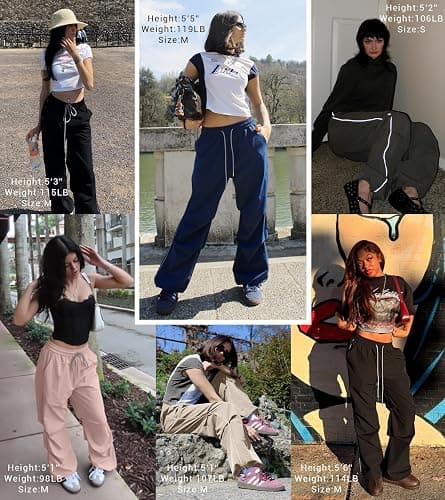Bakyarder Women's Casual Parachute Pants Baggy Hiking Pants Drawstring Elastic Waist Track Y2K Trousers thumbnail 5