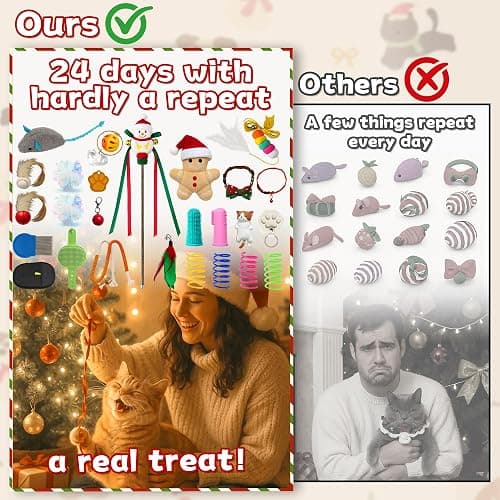 Rubypop Cat Advent Calendar 2025, 24 Days Christmas Countdown Box for Cats with Interactive Toys, Catnip Balls & Feather Wand, Xmas Holiday Gift for Kittens & Cats Lover thumbnail 5