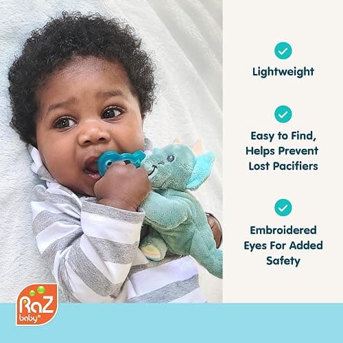 RaZbaby JollyPop Pacifier, Holder w/Detachable Baby Pacifier, Stuffed Animal RaZbuddy, All Ages 0M+, 100% Medical Grade USA Made Silicone, Machine Washable, Textured & Easy to Hold – Monkey thumbnail 6
