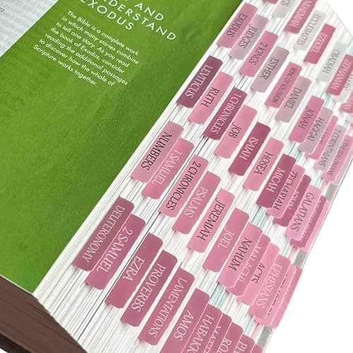 Laminated Bible Tabs, Reposition Large Print Stickers, Easy to Read and Apply Bible Tabs for Women and Man (White Pink) thumbnail 6