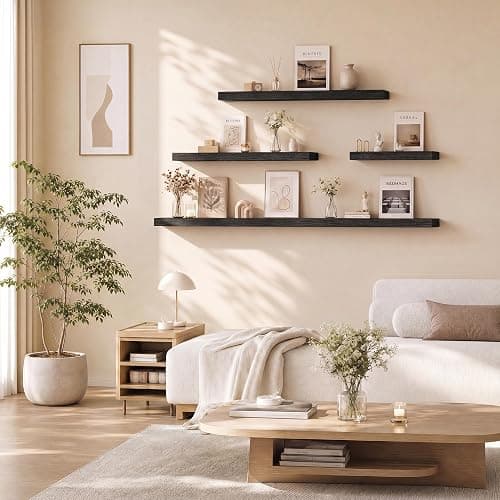 Natural Homi Floating Shelves for Wall,15.75in Wall Mounted Storage and Display for Living Room, Bedroom, Kitchen, Bathroom Set of 2 Black thumbnail 6