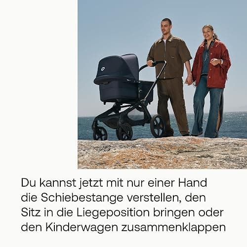 Bugaboo Fox 5 Renew, 2-in-1 Kinderwagen für jedes Gelände, mit Liegewanne und ausziehbarem Kleinkindsitz, praktische Ein-Hand Faltung, Fahrgestell in Graphit und Sonnendach in Moon Grey thumbnail 3