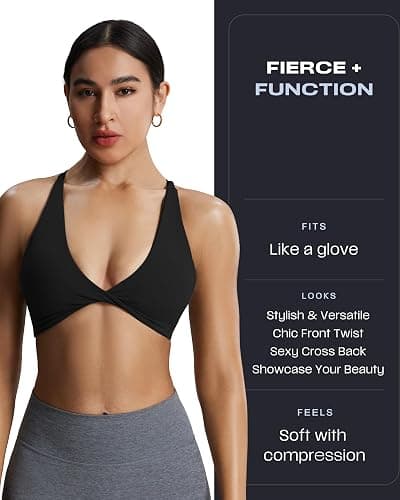 Aoxjox Women's Workout Sports Bras Fitness Sienna Low Impact Bra Yoga Crop Tank thumbnail 4