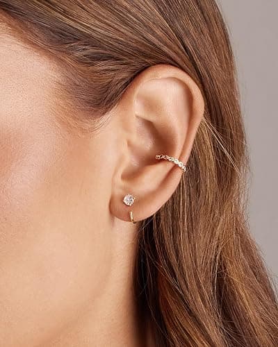 PAVOI 925 Sterling Silver Huggie Half Hoop Earrings | Hypoallergenic Minimalist Tiny Cartilage Earring thumbnail 2