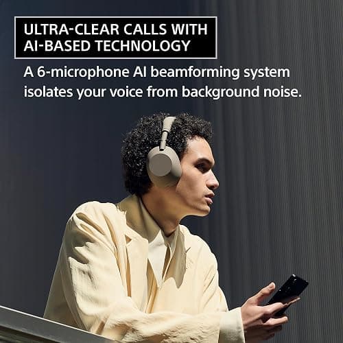 Sony WH-1000XM6 The Best Noise Cancelling Wireless Headphones, Sandstone | HD NC Processor QN3, 12 Microphones, Adaptive NC Optimizer, Mastered by Engineers, Studio-Quality, Up to 30 Hrs of Battery thumbnail 6