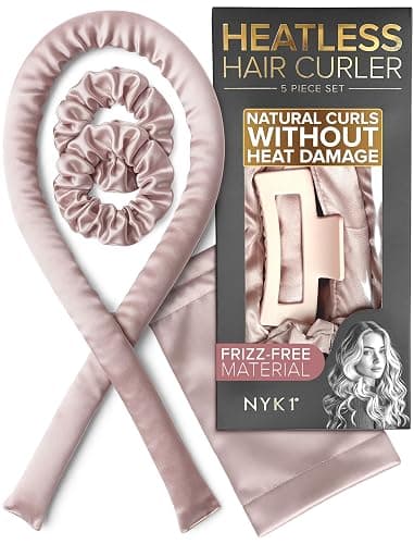 Heatless Hair Curler For Effortless Waves & Curls (5pc Set) NYK1 Satin Heatless Curls Overnight For No-Frizz Curl - 40" Overnight Blowout Rods For Easy Styling For All Hair Types And Lengths - Image 1