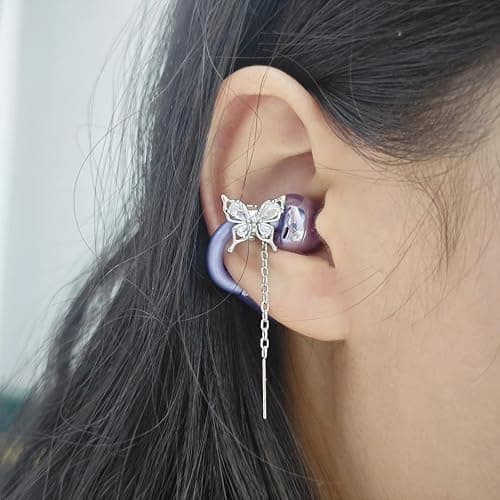 Butterfly Rhinestone for Clip on Earbuds Open Ear Accessories, Elegant Zirconia Decorative Earphone Accessories, Removable Exquisite DIY Decoration (Butterfly) thumbnail 4