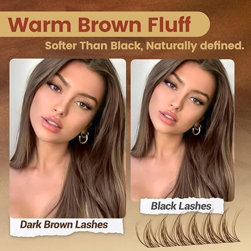 MissAiry Spider Breeze Lash Clusters Kit, Dark Brown Wispy Natural Eyelash Clusters DD Curly Lashes Cluster 8-16mm Cluster Eyelash Extensions Individual Lashes with Invisible Band for DIY at Home thumbnail 4