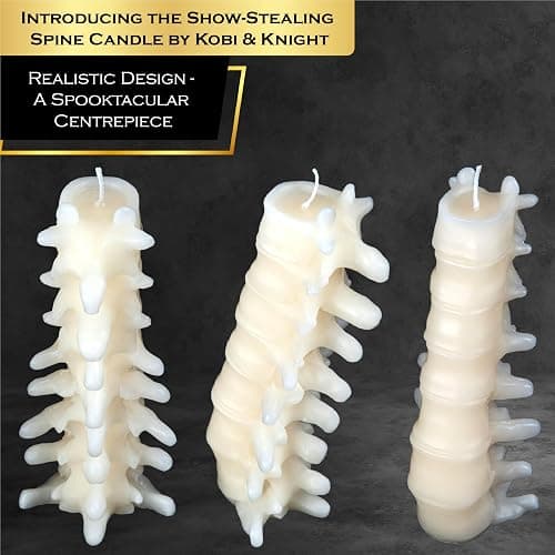 Kobi & Knight Spine Candle - Sandalwood Vanilla Scented Creepy Candles for Gothic Decor Gift - Ivory Spooky Vertebra Candle - Goth Decoration for Halloween thumbnail 3