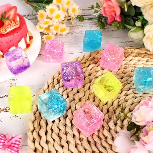 Hooqict 10Pcs Stress Cube Squishy Stress Balls Ice Cube Sensory Squeeze Toys Squishy Fidget Cube Mini Squishies for Kids Teens Adults Stress Relief Classroom Home Office thumbnail 9