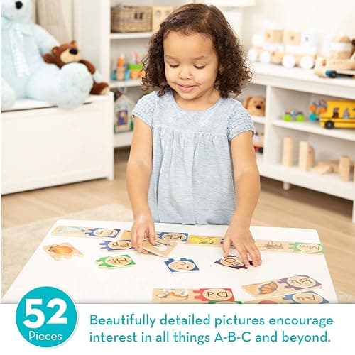 Melissa & Doug Self-Correcting Alphabet Wooden Puzzles with Storage Box (52 pcs) ABC Puzzles, Wooden Alphabet Puzzle for Kids Ages 4+ thumbnail 3