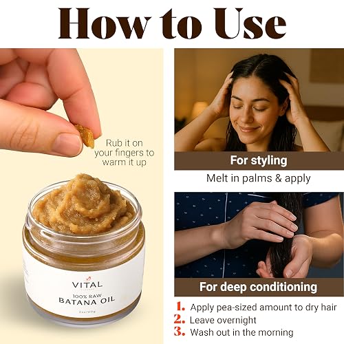 Vital Strands 100% Organic Raw Batana Oil for Hair Growth – Strengthens Hair, Reduces Breakage, Enhances Shine – Pure, Non-Greasy – No Silicones, Sulfates, or Parabens – All Hair Types – 2oz Glass Jar thumbnail 7