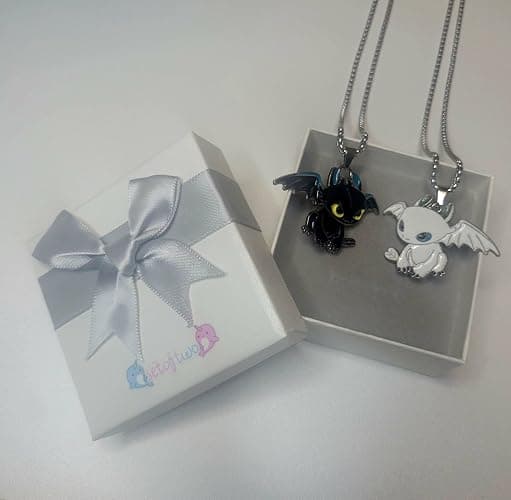 Setoftwo Dragon Matching Necklaces for Couples Lovers Boyfriend Girlfriend Gift Goth Emo Black White Cute Jewelry thumbnail 2