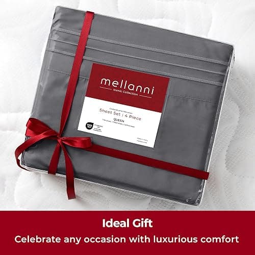 Mellanni Extra Deep Queen Sheets - 4 PC Iconic Collection Bedding - Hotel Luxury, Ultra Soft, Cooling Bed Sheets - Wrinkle, Fade, Stain Resistant (Queen, Gray) thumbnail 9