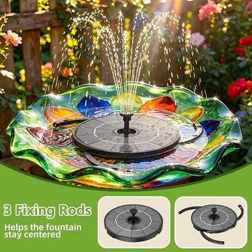 AISITIN Solar Fountain for Bird Bath, DIY Separated Design Solar Fountain Pump with 6 Nozzles & Ground Stakes & 3 Anti-Drift Fixing Bracket, Solar Bird Bath Fountain for Garden Fish Tank Small Pond thumbnail 4