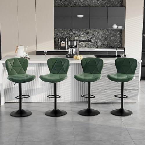 Daluvenix Bar Stools Set of 4,Adjustable Swivel Barstools, Faux Leather Bar Chairs,Upholstered Counter Height with High Backrest for Kitchen Island, Green thumbnail 7