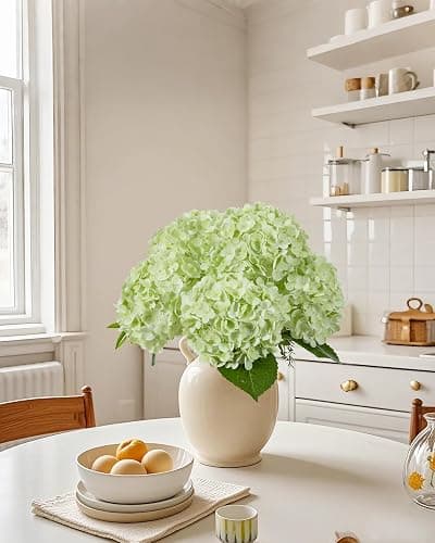DuHouse 4Pcs Large Hydrangea Artificial Flowers,20 inch Latex Real Touch Hydrangeas Lifelike Hydrangea Flower for Home Wedding Bouquets Centerpieces Party Living Room Decoration(Light Green) thumbnail 5