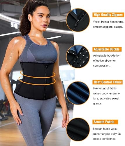 LEINIDINA Womens Waist Trainer Corset with Zipper Sweat Waist Trimmer for Women Workout Belt Corset Shapewear thumbnail 4