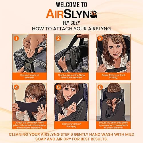 3-in-1 Airplane Sleep Support System - Integrated Plane Sleeping Accessories with Memory Foam Long Haul Flight Pillow, Adjustable Travel Eye Mask, and Blanket-Like Body Sling - Fits in Carry On thumbnail 3