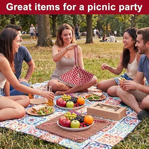 Eccliy 2 Pcs Quilted Pie Carrier Tote Reversible Red White Gingham Reusable | Washable Casserole Cake Carrier Bag Square 17.7" x 17.7" with Adjustable Lifting Straps for Thanksgiving Day Christmas Baking thumbnail 7