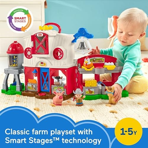 Fisher-Price Little People Toddler Learning Toy Caring for Animals Farm Playset with Smart Stages for Pretend Play Kids Ages 1+ years (Amazon Exclusive) | Toddler Learning Toy, Smart Stages Content with Educational Music, Pretend Play, Ages 1+ years (Amazon Exclusive) thumbnail 3