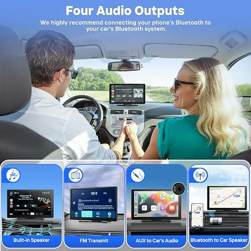 9" Wireless Apple Carplay Screen for Car with 4K Dash Cam, Portable Apple Carplay & Android Auto with 1080p Backup Camera DVR, Voice Control/GPS Navigation/Mirror Link/BT, Pallet of Product thumbnail 5