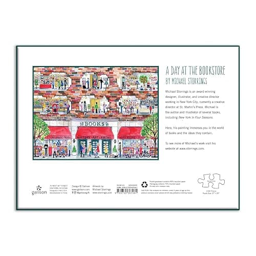 Galison Michael Storrings A Day at The Bookstore 1000 Piece Puzzle from Galison - Beautifully Illustrated Jigsaw Puzzle of a Local Bookstore, 27" x 20" Fun & Challenging, Unique Gift Idea thumbnail 9