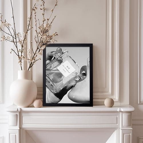 Monem Art Perfume Poster - Drinking Perfume Print - Fashion Art - Luxury Brand Art - Girly Art - Photography Art - Black and White Art - Great Girl's Room or Office Decor - 8x10 Black Framed thumbnail 5