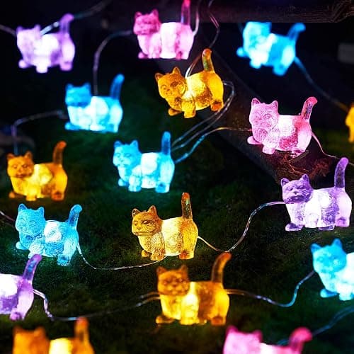 JASHIKA Cat String Lights Kawaii Deco Kitty Fairy Decorative Lights 10ft 30LED Battery Operated Novelty Lighting for Outdoor Wedding Camping Tent Baby Shower Bedroom Birthday Party thumbnail 4