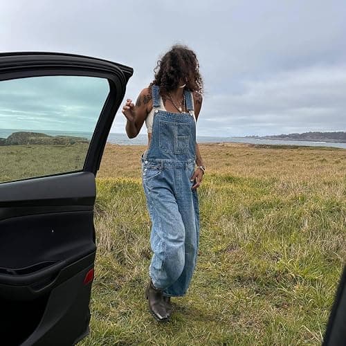utcoco Womens Denim Overalls Loose Fit Barrel Leg Adjustable Strap Hip Hop Jean Jumpsuits thumbnail 6