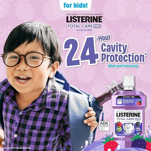 Listerine Total Care Kids Mouthwash, ADA Accepted, Alcohol-Free Anticavity Fluoride Mouthwash, Children's Mouthwash for Cavity Protection and Fresh Breath, Berry Flavor, 500 mL thumbnail 3