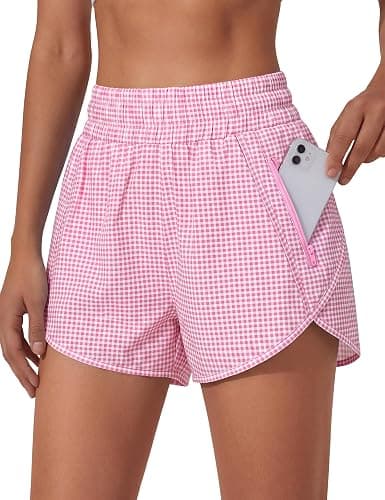 BMJL 2.5" Running Shorts for Women High Waisted Quick Dry Short with Pocket | built-in liner,thick elastic waistband,split side,comfy fabric,zipper pocket,longer back,workout,athletic,curved back line - Image 1