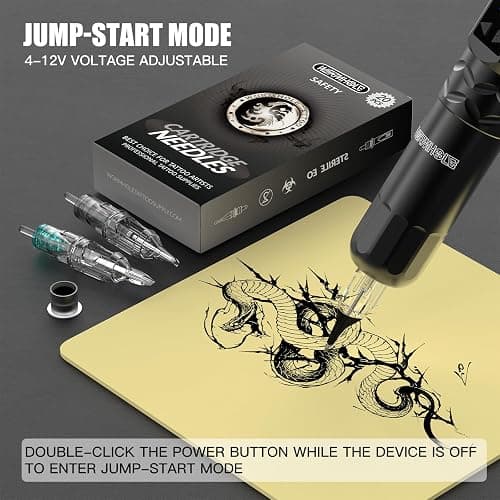 Wormhole Tattoo Kit Wireless Tattoo Gun Kit 2pcs Cordless Tattoo Pen 20pcs Tattoo Cartridge Needles Complete Tattoo Machine Kit for Beginners WTK378 thumbnail 6