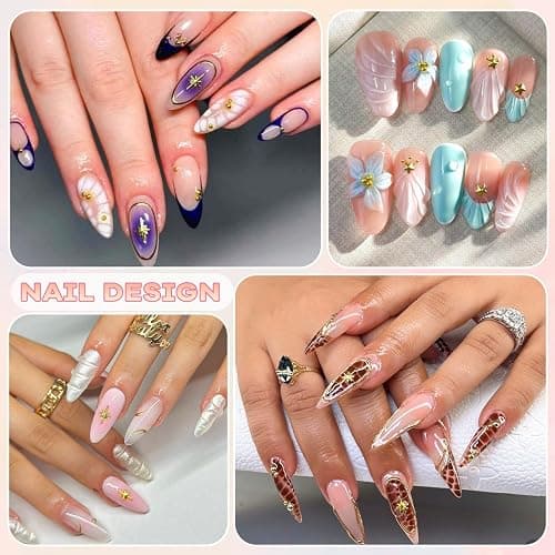 660Pcs 3D Star Nail Charms, Gold & Silver Multi-Shapes Metallic Nail Art Gems,Bedazzling Small Nail Beads Craft Jewels Y2K Cross Nail Rhinestones Accessories Decor with Tweezers and Pick-up Pencil thumbnail 5