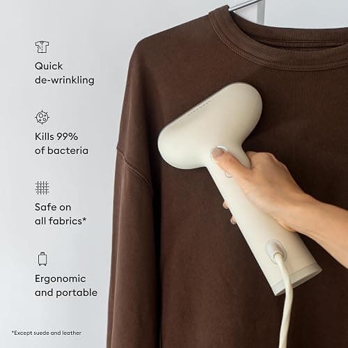 Steamery Handheld Clothes Steamer Cirrus 3, 1200W, US Plug, Heated Ironing Plate, Fast Heat Up, Garment Wrinkle Remover, Beige - Beige thumbnail 3