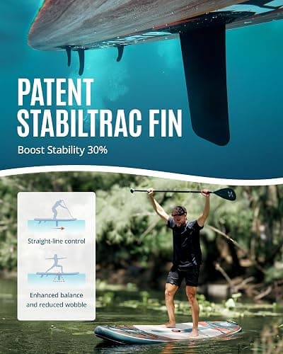 ZLX Inflatable Stand Up Paddle Board, 10'6" SUP Non-Slip Stable Deck Pad, Unique Center Fin, Premium Accessories, Portable Paddleboard for Adults, Beginners, All Skill Levels thumbnail 3