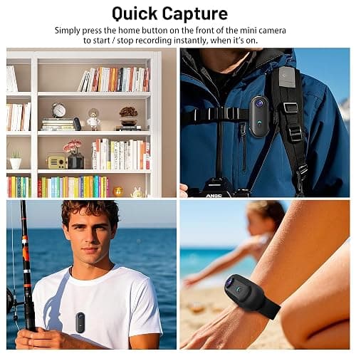 4K Mini WiFi Action Camera 128GB Thumb POV Portable Body Cam Wearable Video Recorder with IPX7 Waterproof Underwater Camcorder, Helmet Mount, Magnetic Sport DV for Bike Cycling, Pet, Vlogging(Black) thumbnail 6