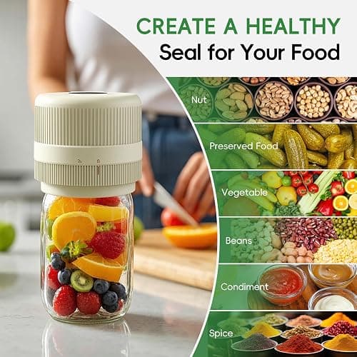 Mason Jar Vacuum Sealer Kit, Electric Sealer for Wide and Regular Mouth Mason Lids, Canning Vacuum Sealer Mason Jar, Automatic Vacuum Sealer Machine for Food Storage - Ivory thumbnail 7