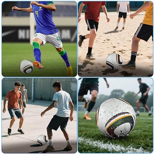 TTKAVAKEA Size 5 Soccer Ball,Waterproof PU Leather,with Pump & Needles | soccer balls training,Waterproof PU Leather,With Pump & Needles,Stylish and dynamic look thumbnail 5