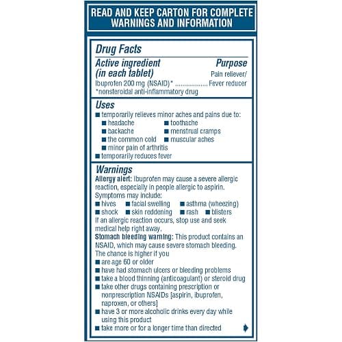 Advil Pain Reliever and Fever Reducer, Pain Relief Medicine with Ibuprofen 200mg for Headache, Backache, Menstrual Pain and Joint Pain Relief - 100 Coated Tablets thumbnail 21