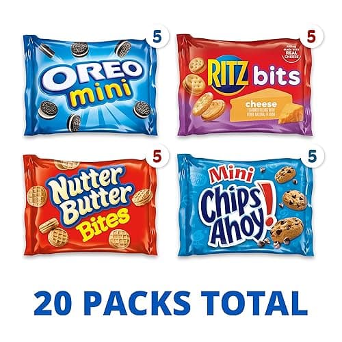 Nabisco Classic Mix Variety Pack, OREO Mini, CHIPS AHOY! Mini, Nutter Butter Bites, RITZ Bits Cheese, School Snacks, 20 - 1 oz Snack Packs thumbnail 4
